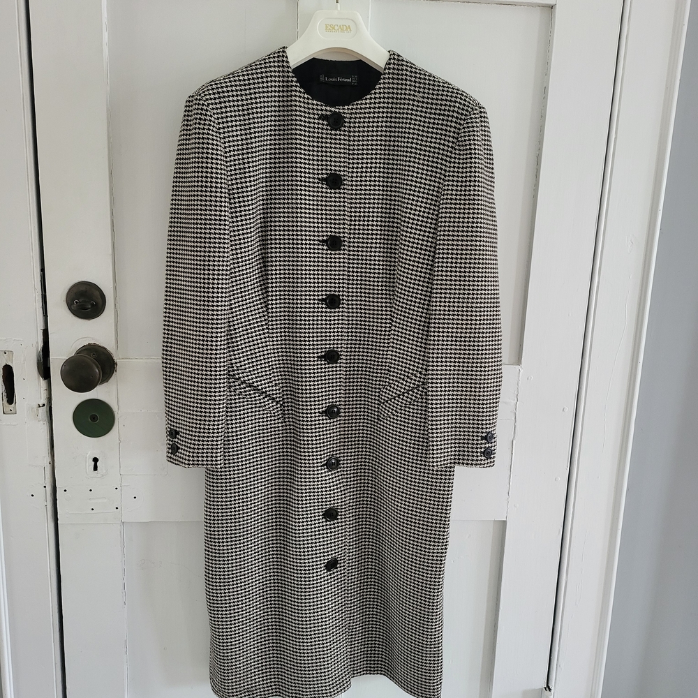 Louis Feraud Houndstooth Long Sleeve Dress